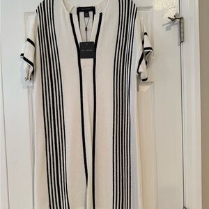 St. John Collection Striped Knit Dress, Relaxed Fit, V-neck, Pullover